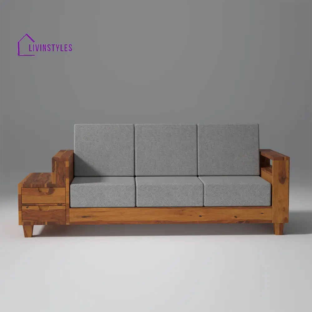 Stepan Sheesham Wood Sofa with 2 drawers in Light Honey sofa