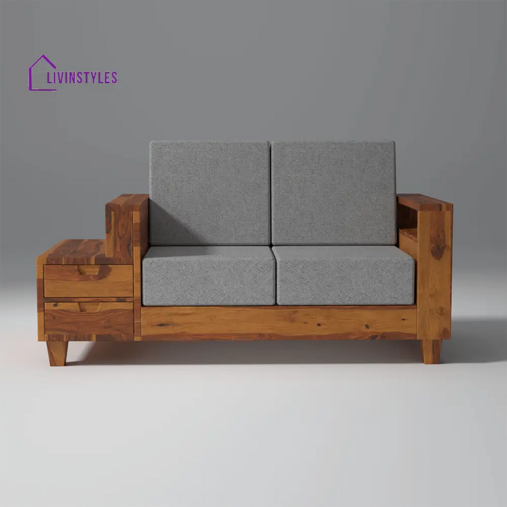 Stepan Sheesham Wood Sofa with 2 drawers in Light Honey 2 Seater / Light Honey sofa