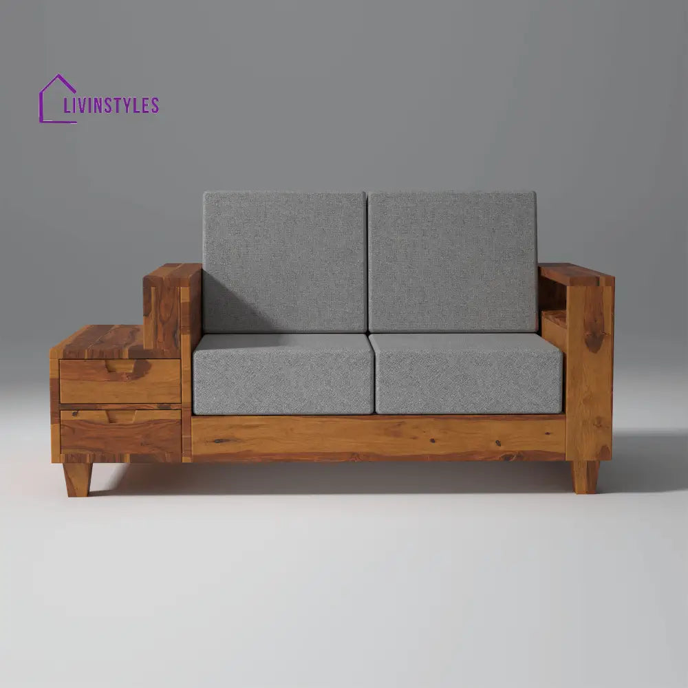 Stepan Sheesham Wood Sofa with 2 drawers in Light Honey 2 Seater / Light Honey sofa