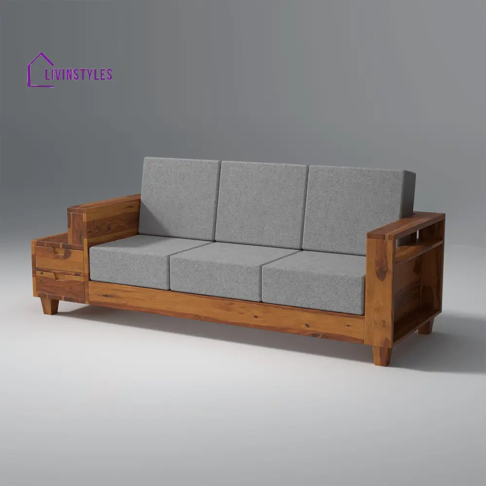 Stepan Sheesham Wood Sofa with 2 drawers in Light Honey sofa