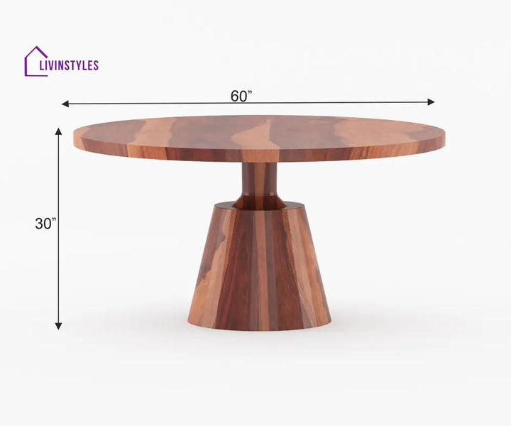 Stepan Solid Wood Sheesham 6 Seater Round Dining Table set (Honey Finish)