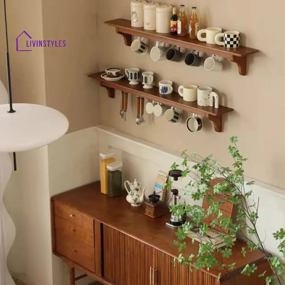 Stepan Solid Wood Storage Shelves | Kitchen Shelves - Set of 2