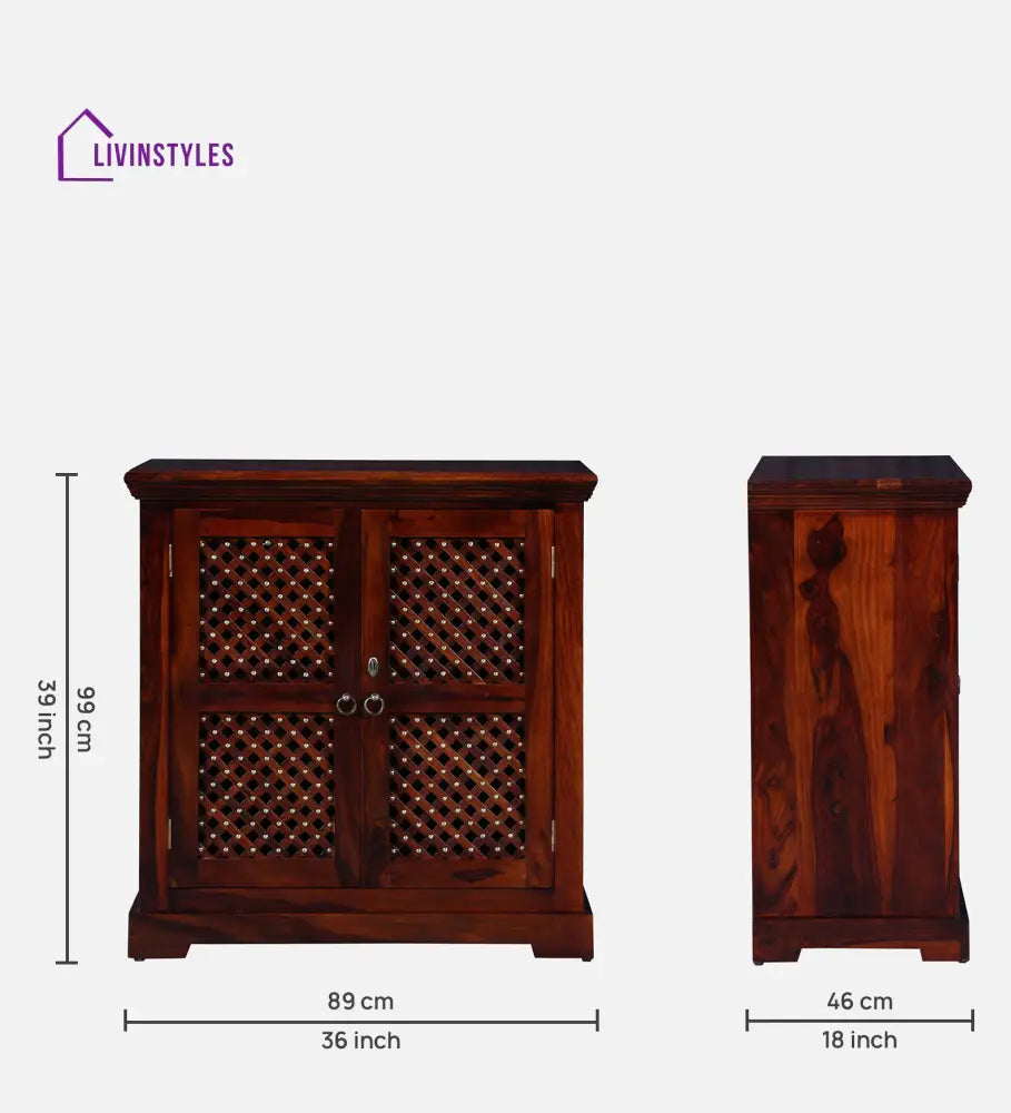 Stepan Traditional Sheesham Wood Bar Cabinet In Honey Finish