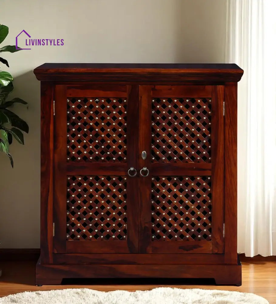 Stepan Traditional Sheesham Wood Bar Cabinet In Honey Finish