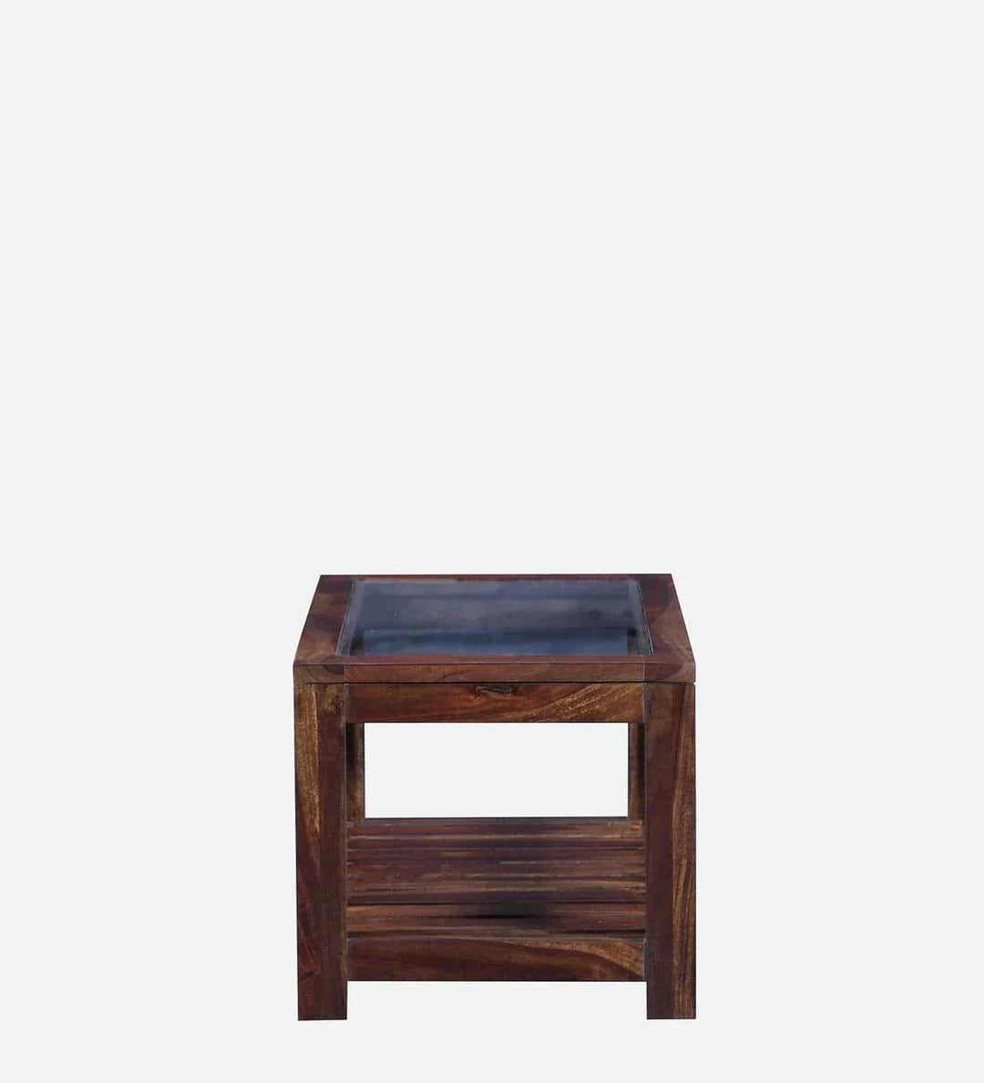 Stigen Sheesham Wood Coffee Table In Provincial Teak Finish With Glass Top