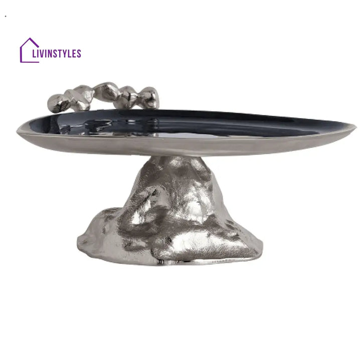 Stones Serving Ware Jet Black Enamle - Cake Stand