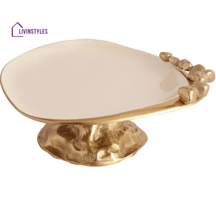 Stones Serving Ware Jet Ivory Enamle - Cake Stand
