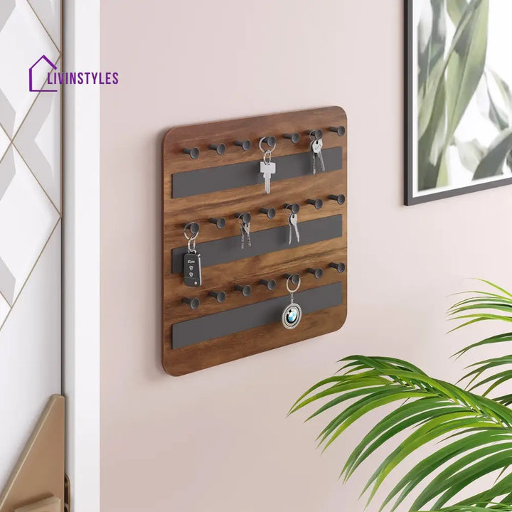 Stuart Engineered Wood Wall Mounted Decor Key Holder Hanger with 21 Knobs for Bedroom Study Living Room Home Furniture