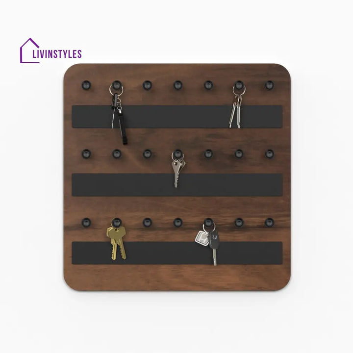 Stuart Engineered Wood Wall Mounted Decor Key Holder Hanger with 21 Knobs for Bedroom Study Living Room Home Furniture