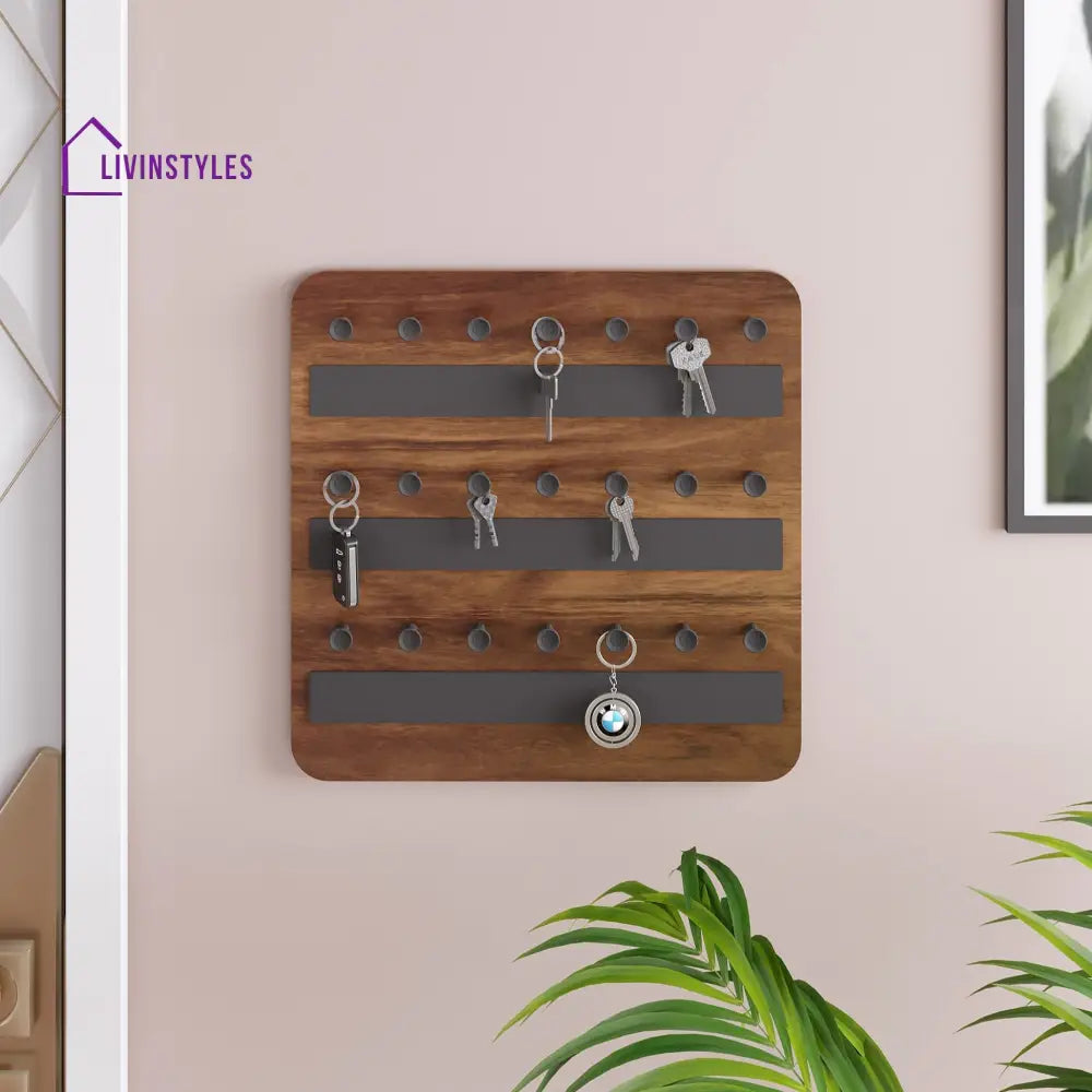 Stuart Engineered Wood Wall Mounted Decor Key Holder Hanger with 21 Knobs for Bedroom Study Living Room Home Furniture
