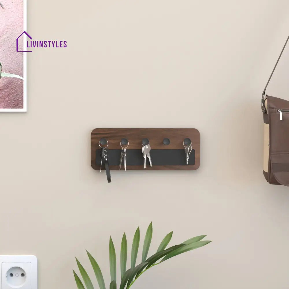 Stuart Engineered Wood Wall Mounted Decor Key Holder Hanger with 5 Knobs for Bedroom Study Living Room Home Furniture