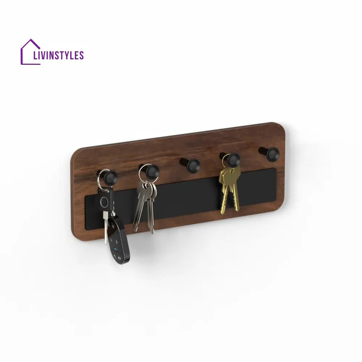 Stuart Engineered Wood Wall Mounted Decor Key Holder Hanger with 5 Knobs for Bedroom Study Living Room Home Furniture