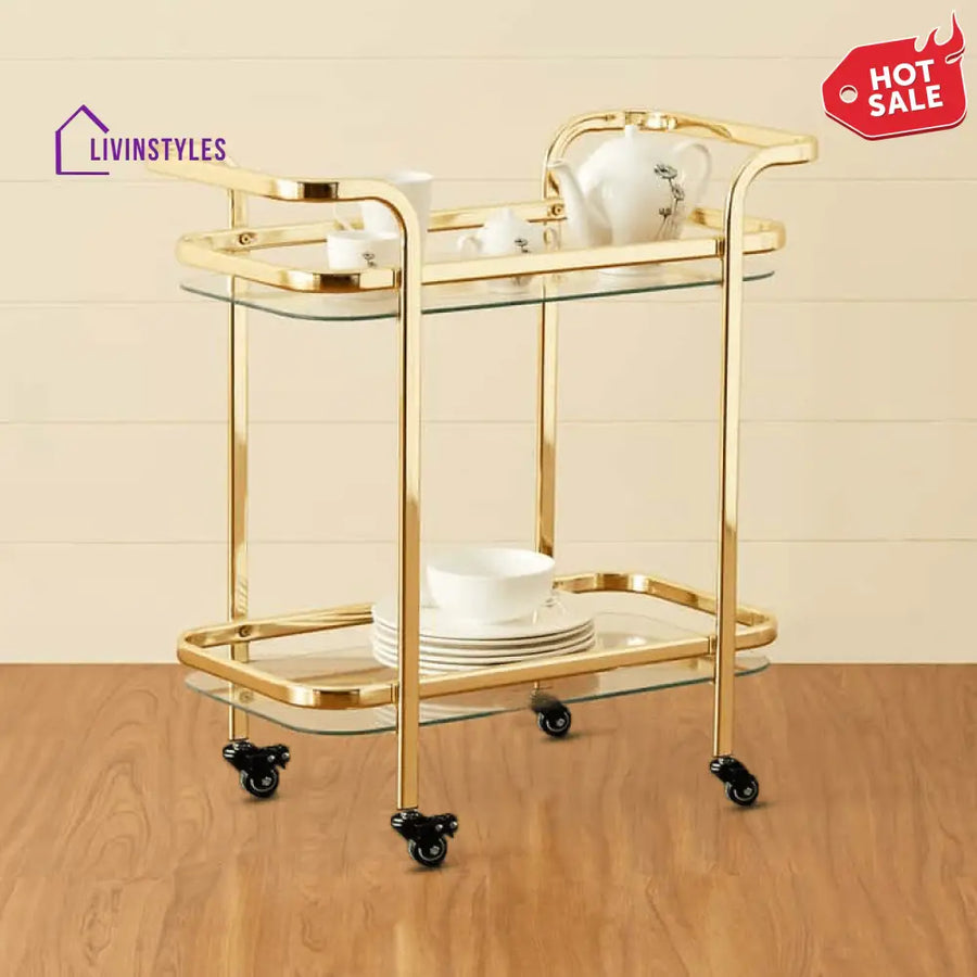 Stylish Bar Cart Trolley With Dual Side Handles (Iron) Serveware