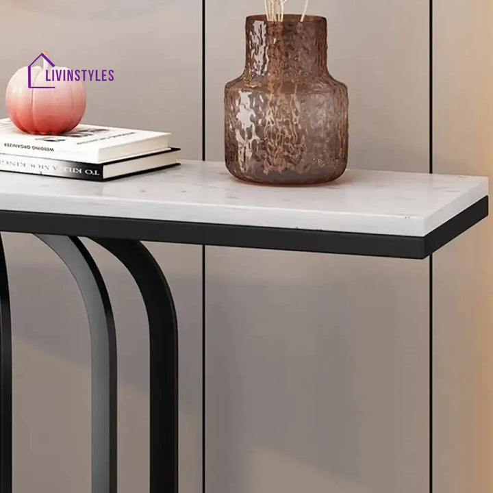 Stylish White Marble Top Console Table Table