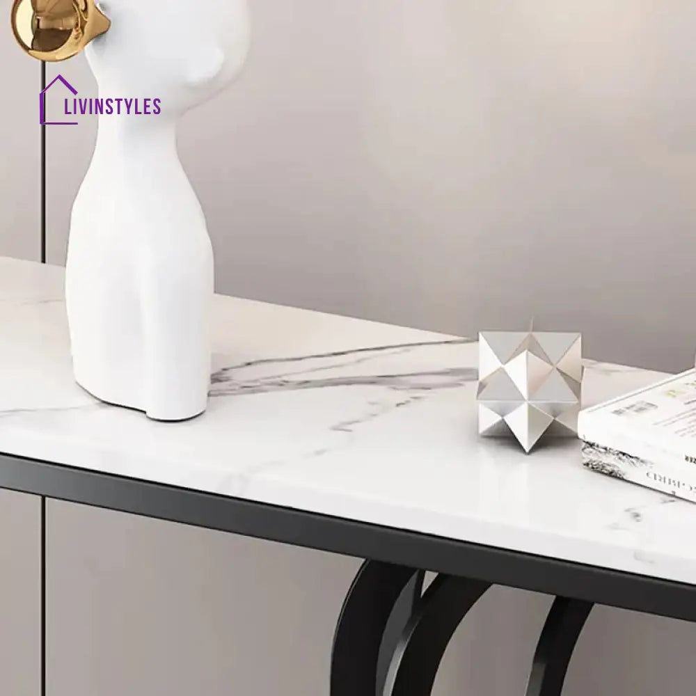 Stylish White Marble Top Console Table Table