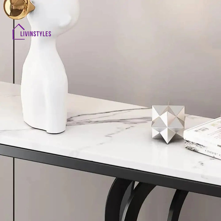 Stylish White Marble Top Console Table Table