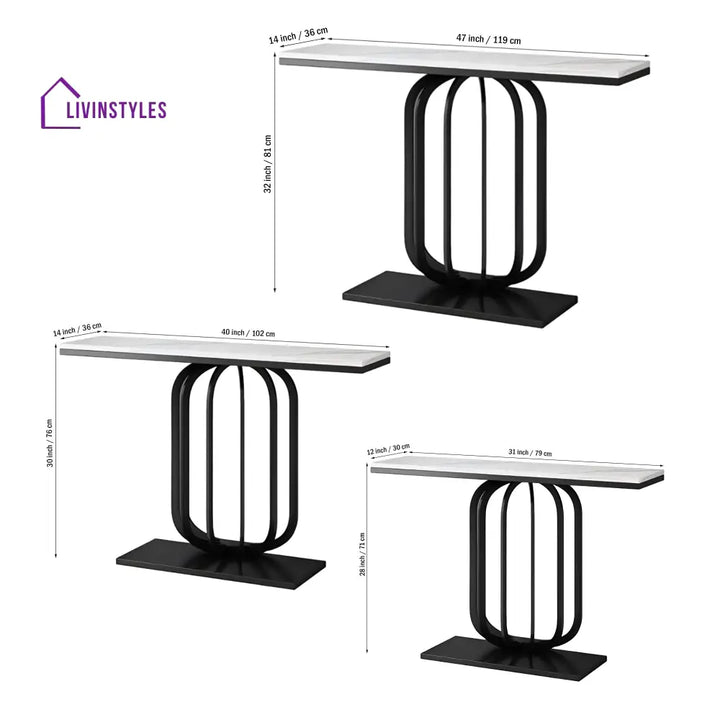 Stylish White Marble Top Console Table Table
