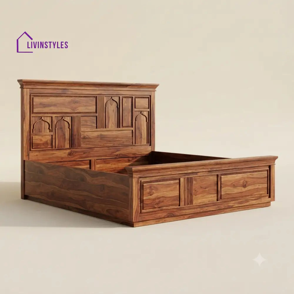 Subashini Sheesham Wood Bed With Box Storage | Wooden Bed
