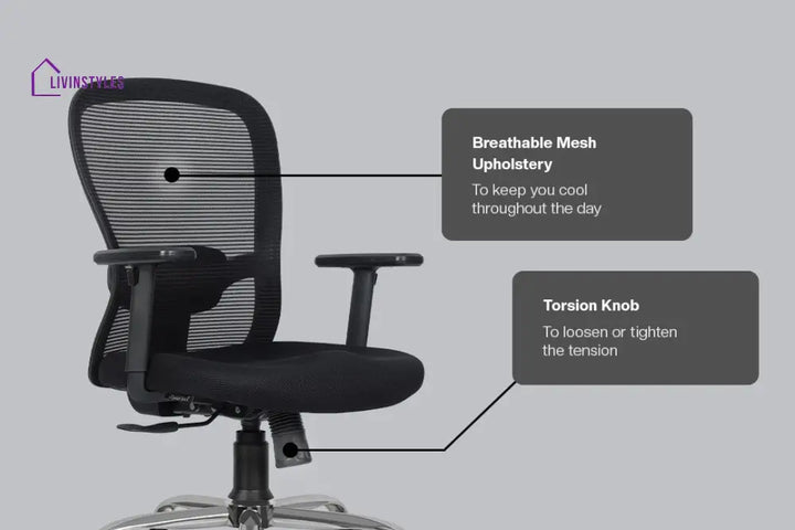 Subham Crystal V2 Mid Back Mesh Office Chair Efficient Chairs
