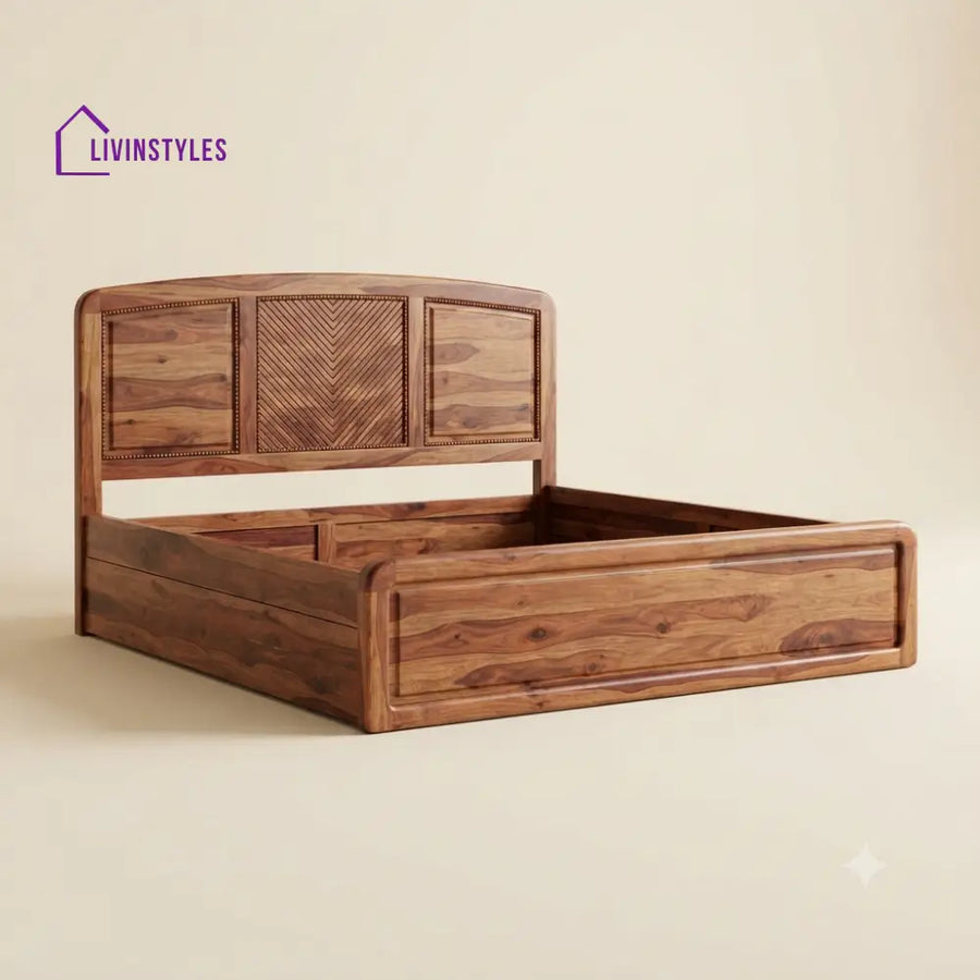 Sudha Sheesham Wood Bed With Box Storage | Wooden Bed