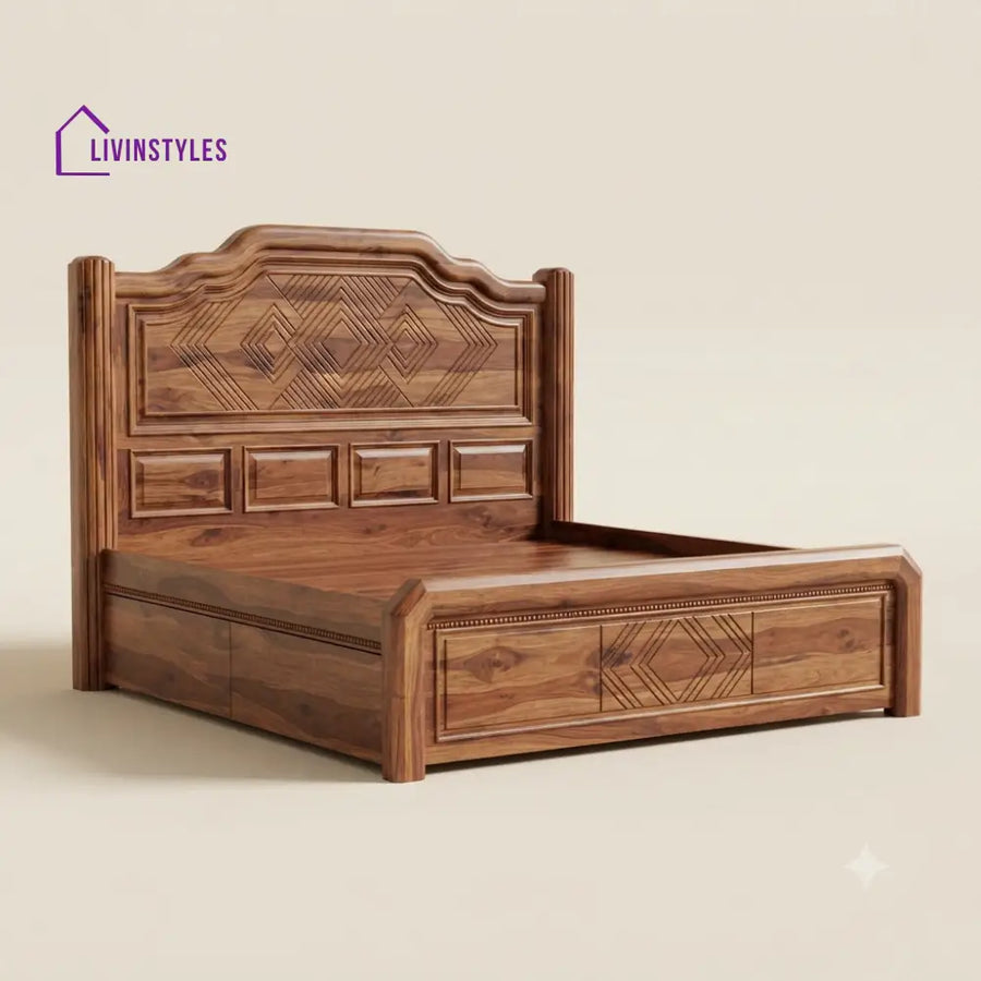 Suganya Sheesham Wood Bed With Box Storage | Wooden Bed