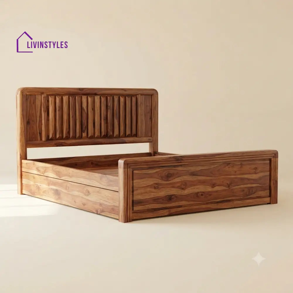 Suhasini Sheesham Wood Bed With Box Storage | Wooden Bed