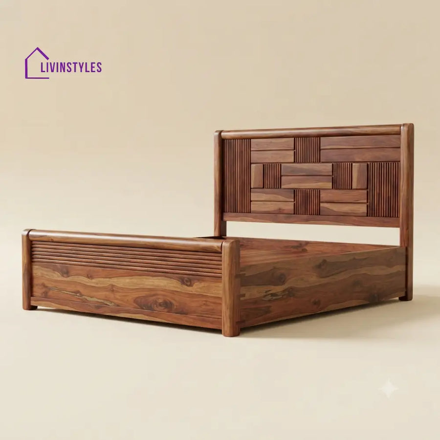 Sukanya Sheesham Wood Bed With Box Storage | Wooden Bed