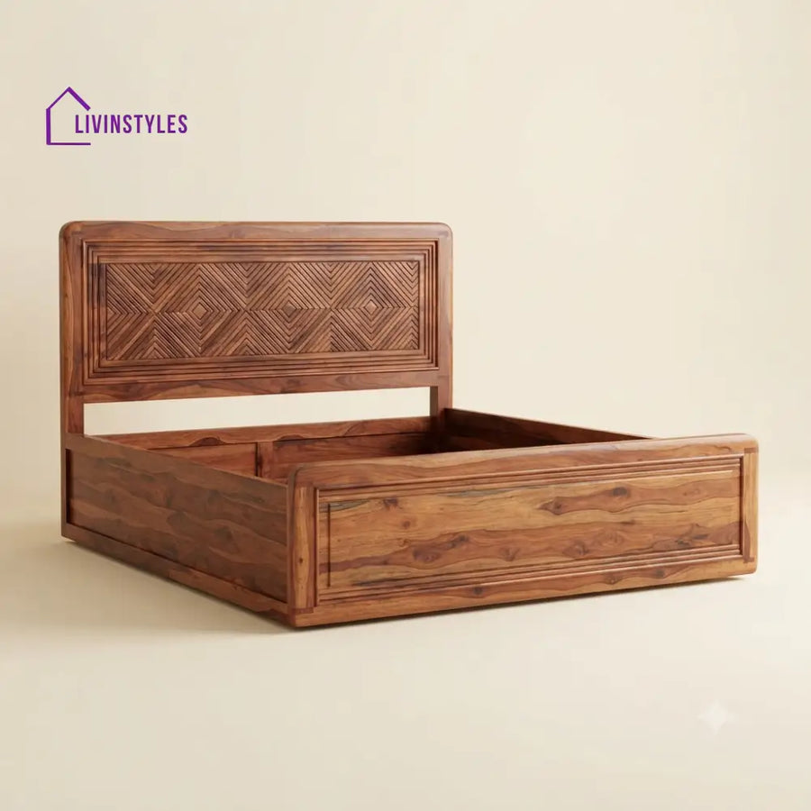 Sumangali Sheesham Wood Bed With Box Storage | Wooden Bed