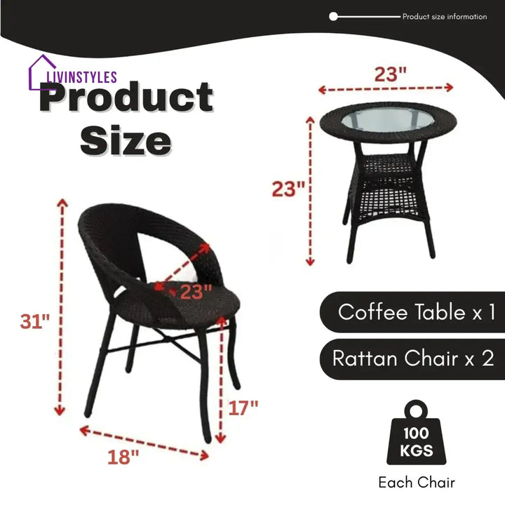 Sumaya 3-Piece Outdoor Rattan Wicker Patio Bistro Set - Patio Set