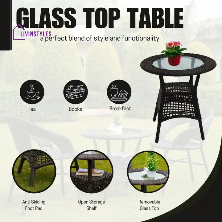 Sumaya 3-Piece Outdoor Rattan Wicker Patio Bistro Set - Patio Set