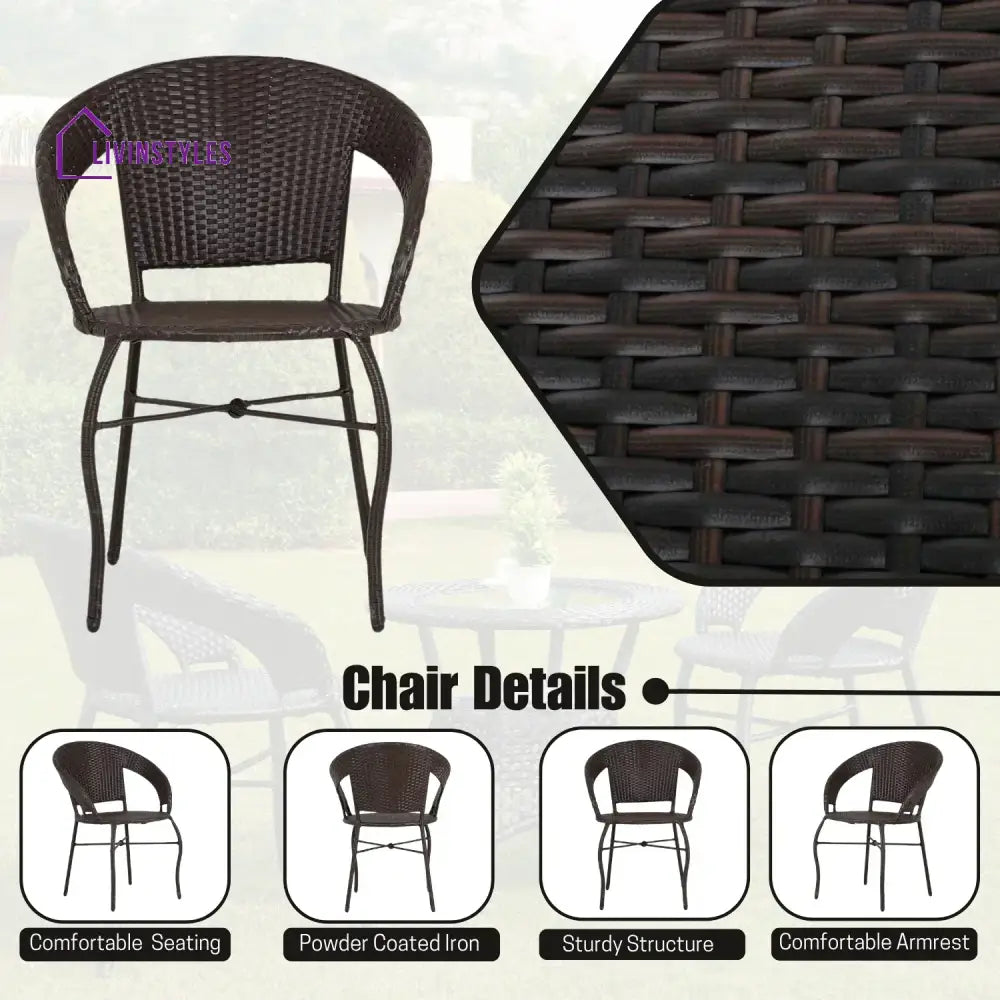Sumaya 3-Piece Outdoor Rattan Wicker Patio Bistro Set - Patio Set