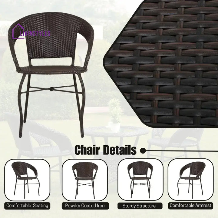 Sumaya 3-Piece Outdoor Rattan Wicker Patio Bistro Set - Patio Set