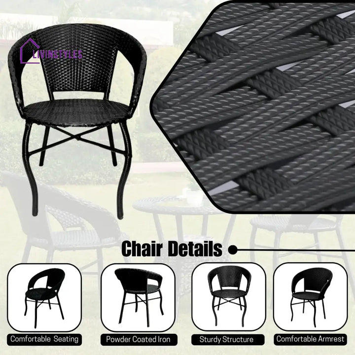 Sumire 3-Piece Outdoor Rattan Wicker Patio Bistro Set - Patio Set
