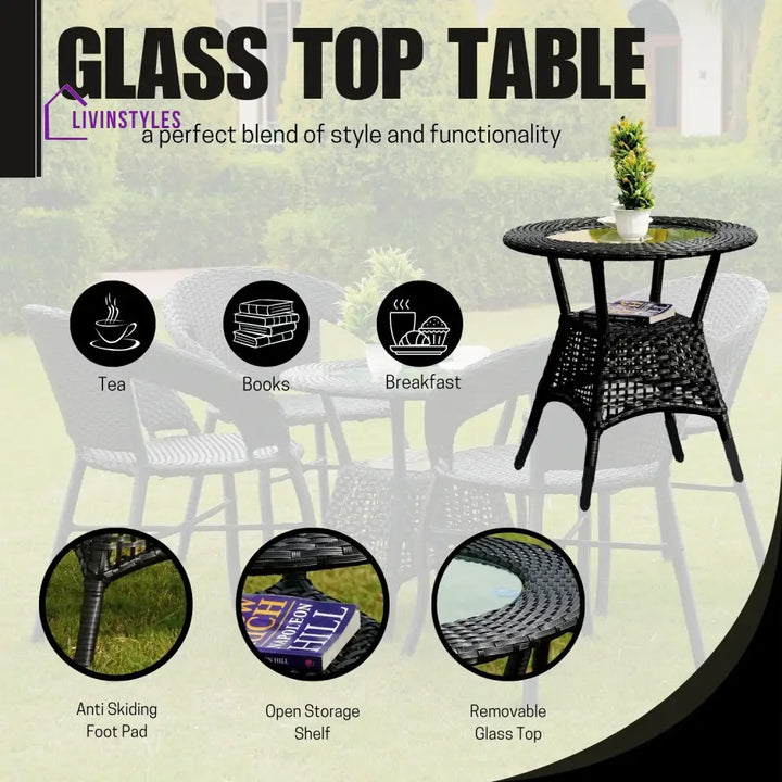 Sumire 3-Piece Outdoor Rattan Wicker Patio Bistro Set - Patio Set