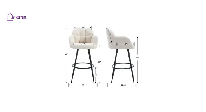 White Color Cayden Bar Stool Set Of-1