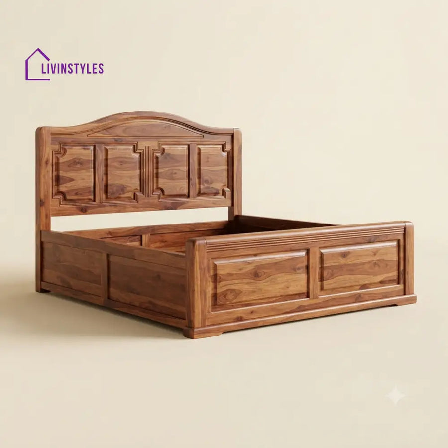 Surya Sheesham Wood Bed With Box Storage | Wooden Bed