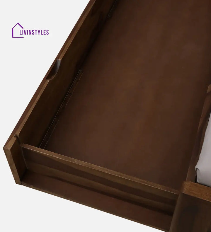 Suryakumar Sheesham Queen Size Bed In Teak Finish With Drawer Storage