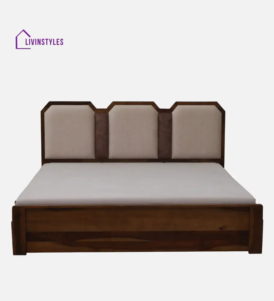 Suryakumar Sheesham Queen Size Bed In Teak Finish With Drawer Storage