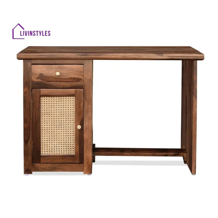 Susana Rattan Solid Wood Cane Study Table With Chair Study Table