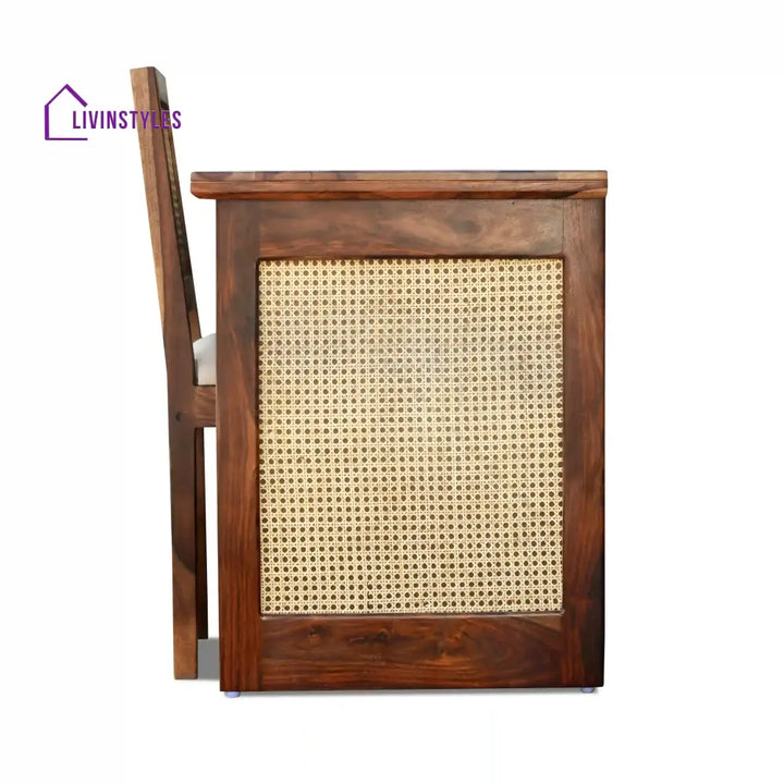 Susana Rattan Solid Wood Cane Study Table With Chair Study Table
