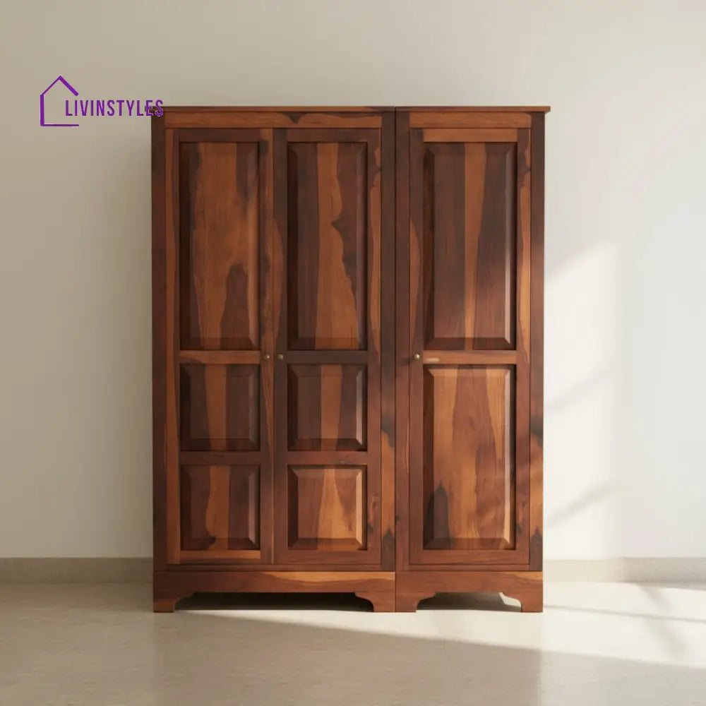 Susana Sheesham Wood 3 Door Wardrobe Honey