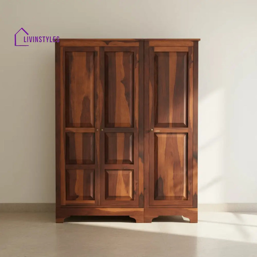 Susana Sheesham Wood 3 Door Wardrobe Honey