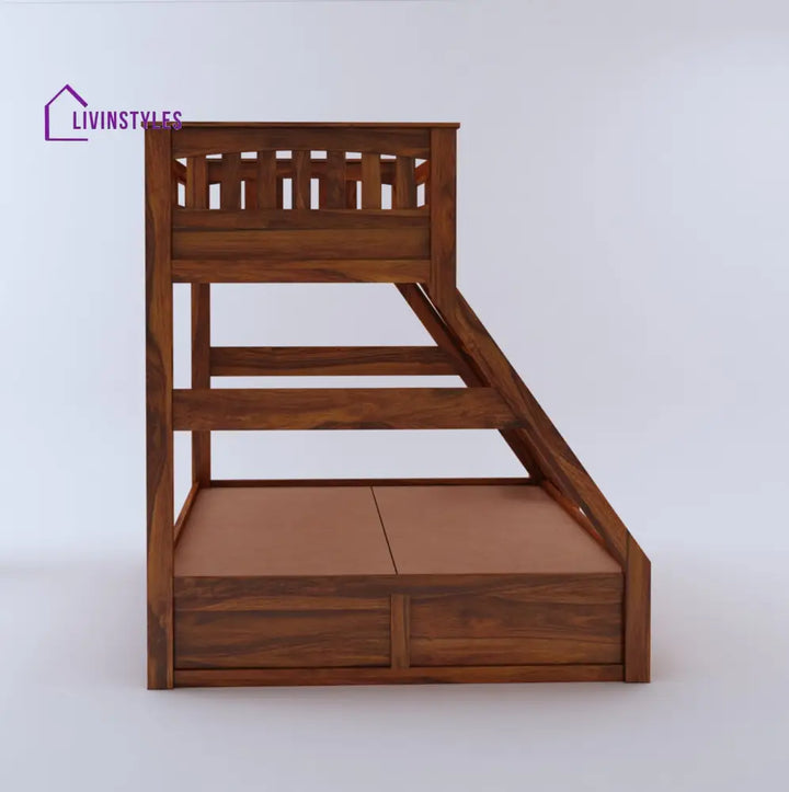 Susana Solid Sheesham Bunk Bed With Drawer Storage Bunk Bed