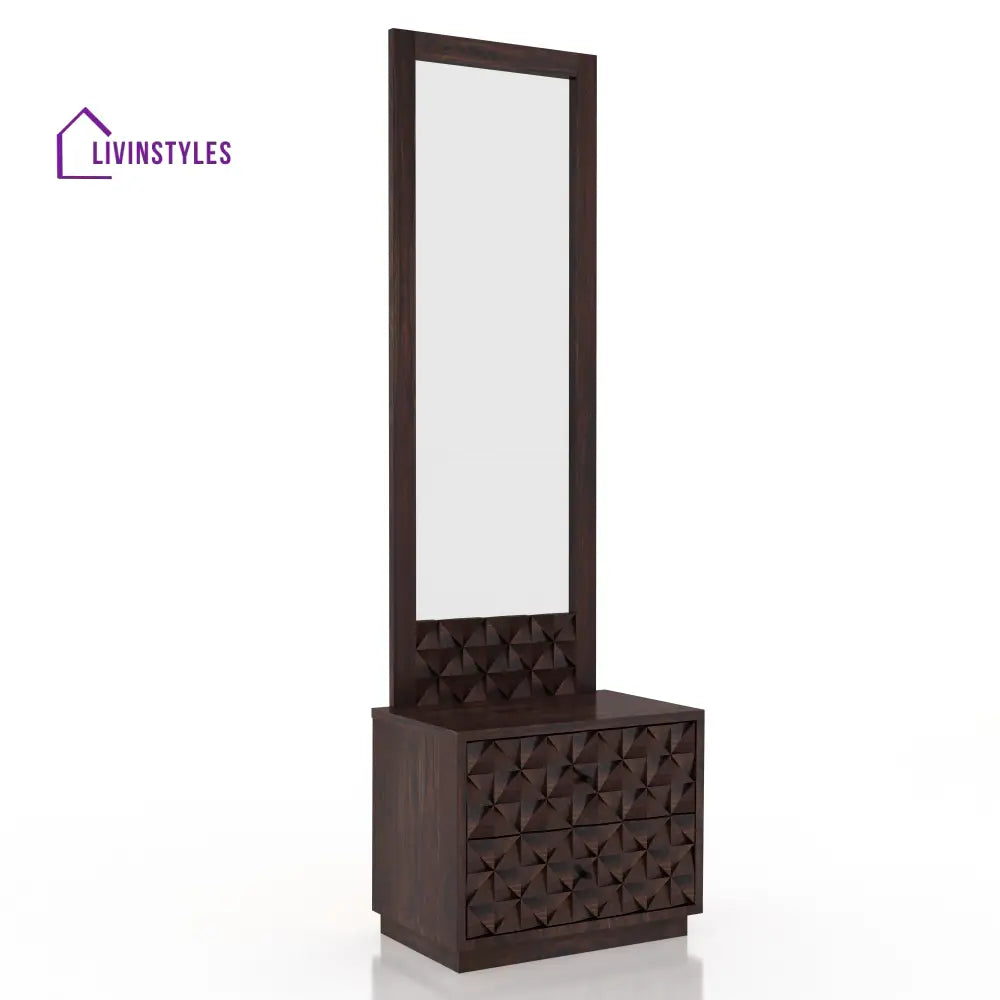 Susana Solid Sheesham Wood Dressing Table Mirror Walnut Bed