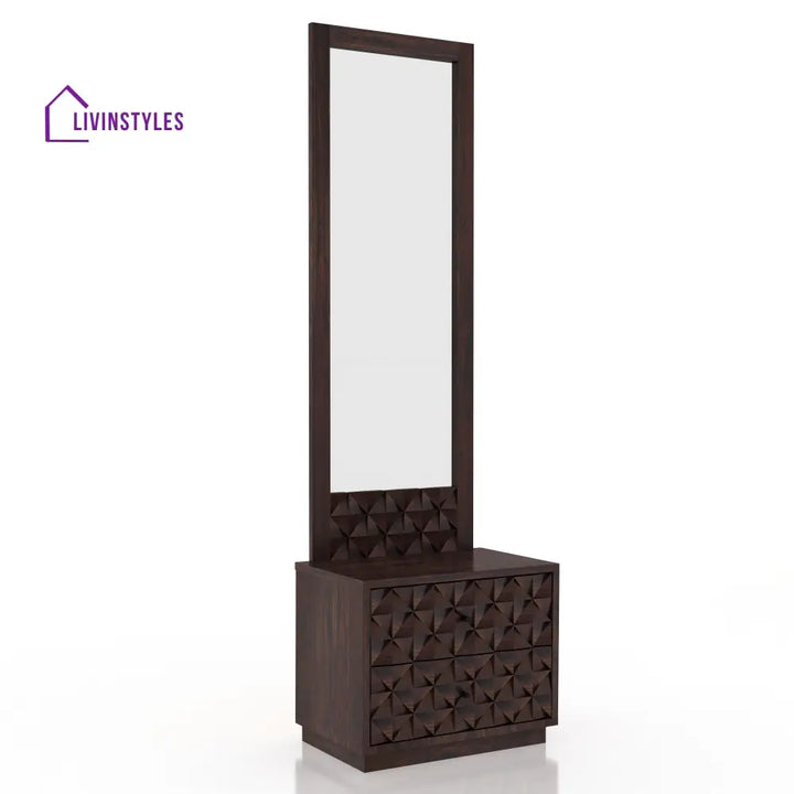 Susana Solid Sheesham Wood Dressing Table Mirror Walnut Bed