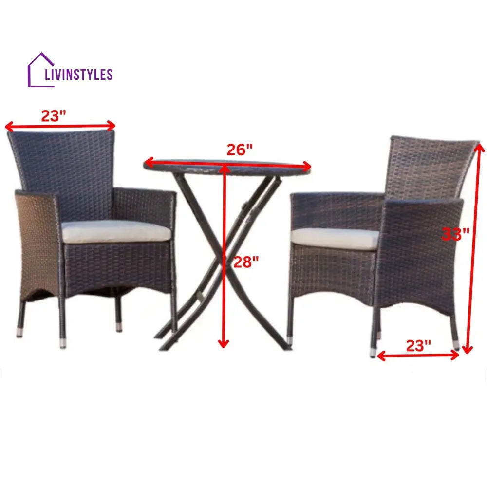 Sush Outdoor Patio Seating Set 2 Chairs and 1 Table Set (Brown) - Coffee Table Sets
