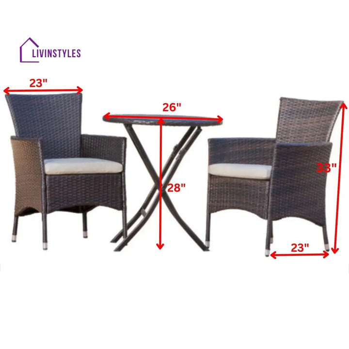 Sush Outdoor Patio Seating Set 2 Chairs and 1 Table Set (Brown) - Coffee Table Sets