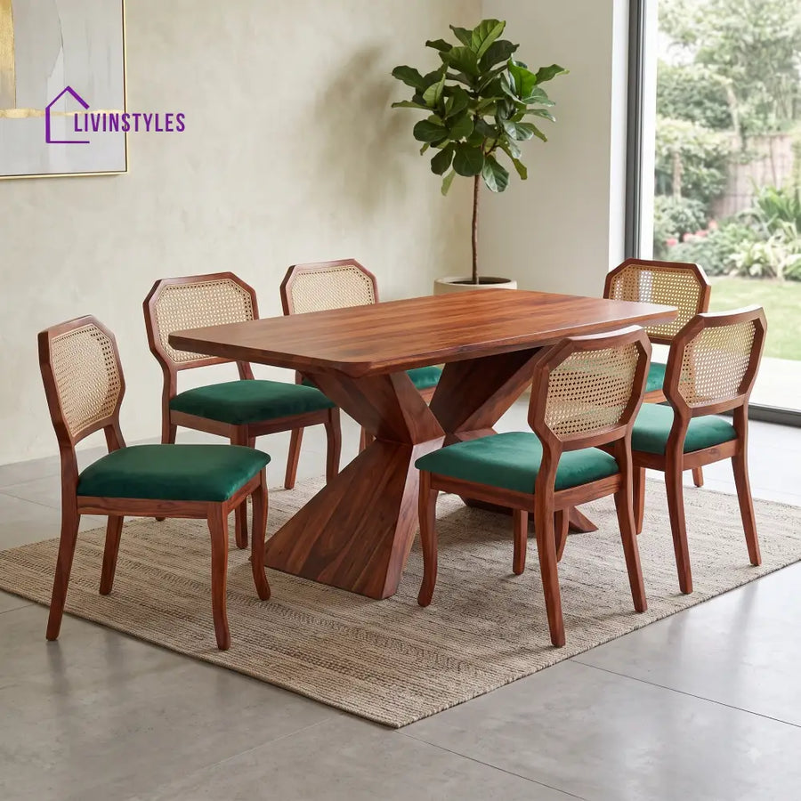 Sushmitha Premium Wooden 6 Seater Dining Table Set