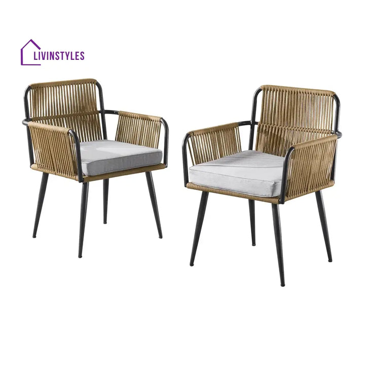 Susten Outdoor Patio Seating Set 2 Chairs and 1 Table Set (Tan) Braided & Rope - Coffee Table Sets