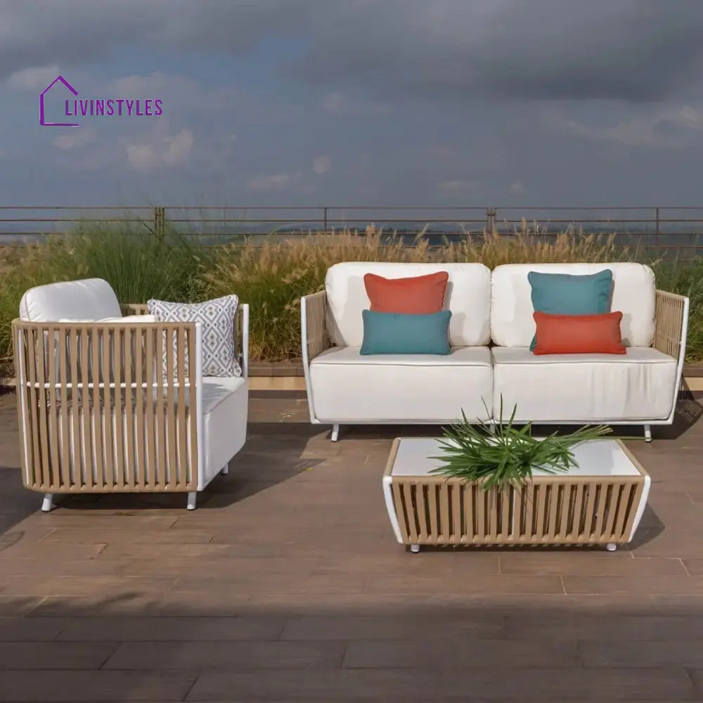 Suyin All-Weather Rope 4- Seater Sofa Set With Glass Top Table - Sofa Set